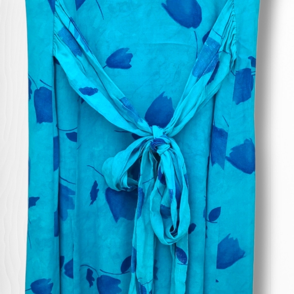 Expo Women's Blue Floral Long Sleeveless V-Neck Maxi Button Down Dress Size 8 - Picture 10 of 13